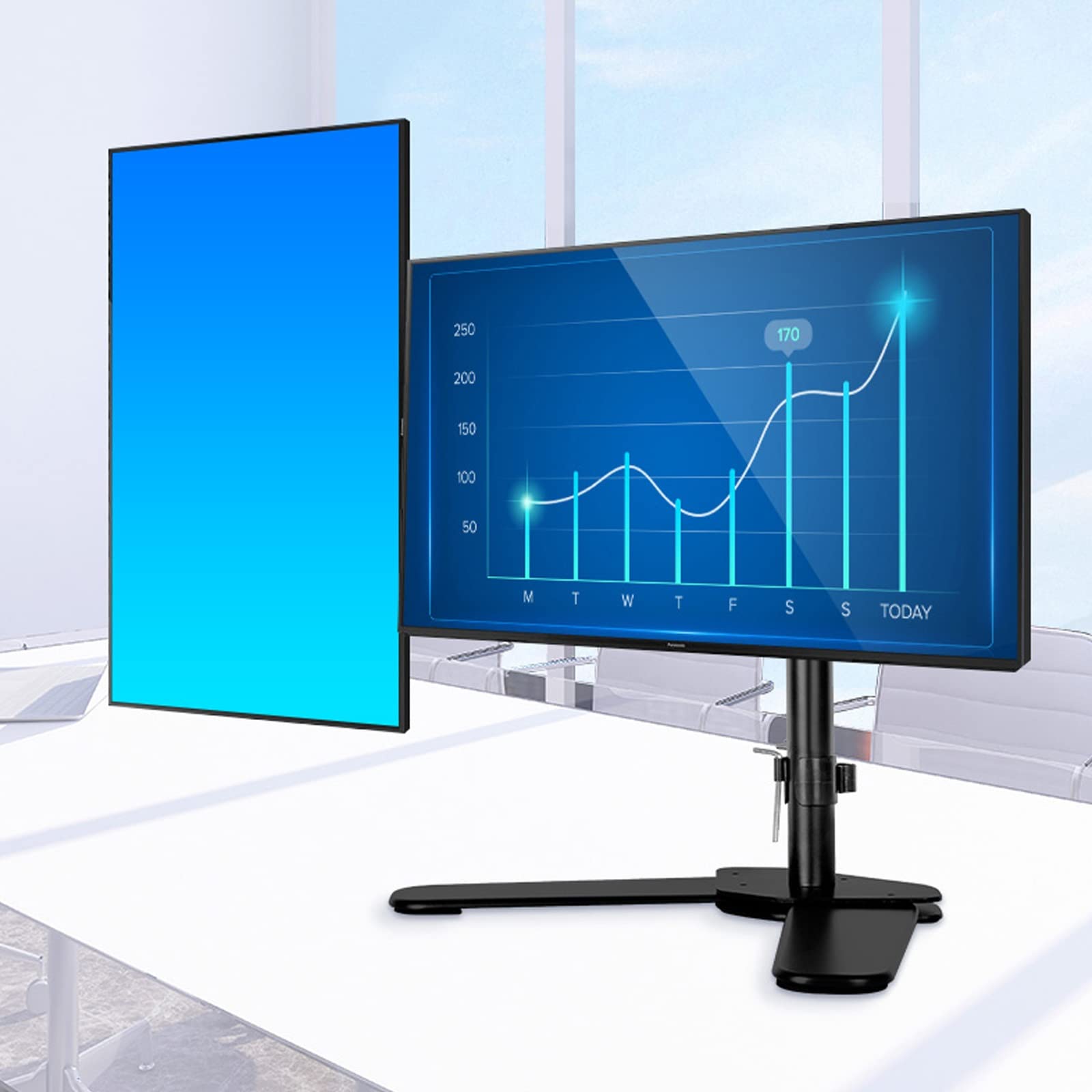 asdchZen Dual Monitor Stand,Monitor Stands For 2 Monitors For 10 To 27 Inch,Height Adjustable,Swivel,Tilt,Rotation,Holds Up To 10Kg/22Lbs