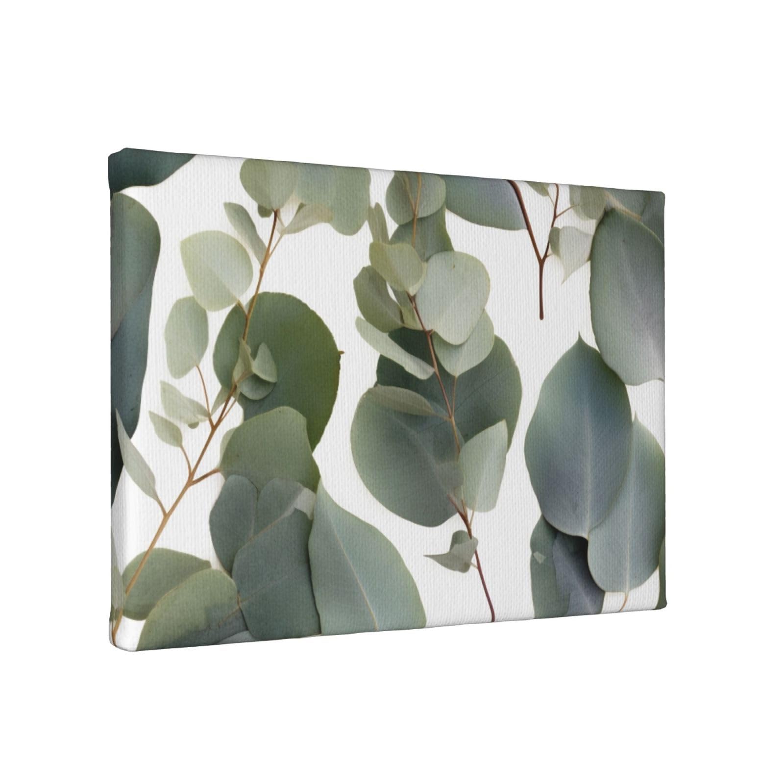 YKLJG Eucalyptus Leaves Printed Wall Art Canvas Painting 30x20 CM Wooden Framed Picture Painting Artwork Prints for Bedroom Kitchen Home Office Decor