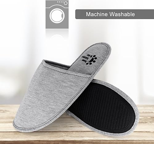 Miniatura 6 de Pantuflas lavables de algodón de espuma viscoelástica con bolsa de viaje a juego para el hogar, hotel, spa, dormitorio