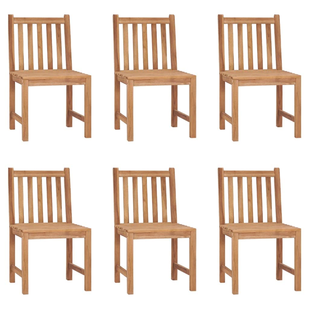 El juego de 6 sillas de jardín de madera con cojines de madera maciza de teca garantiza un asiento estable y cómodo para tu terraza o jardín.