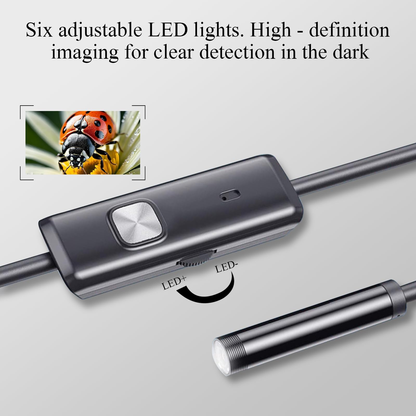 Endoscopio per Smartphone, Alta Definizione Telecamera Endoscopio Impermeabile IP67, Telecamera Endoscopica con 6 LED, Sonda telecamera con Cavo Semirigido da 5 M, per Android