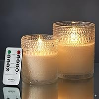 Vista 18 de VENTA Juego de 3 velas de pilar de marfil cálido Velas de cera real operadas por baterías con llama parpadeante Decoración atemporal para todo