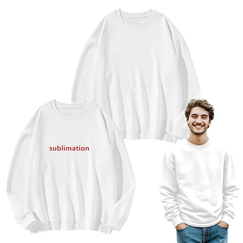 AiDiYGECO 2pcs sublimation crew neck sweatshirt white polyester blank crewneck