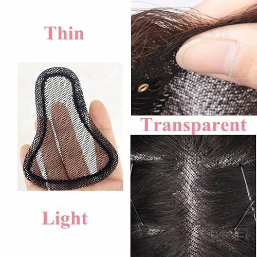 Anemone Jewelry Lace Human Hair Toppers Clip In Brazilian Natural Hairpieces Women Straight Cover Grey Hair Loss Handmade (Black) #TOP2