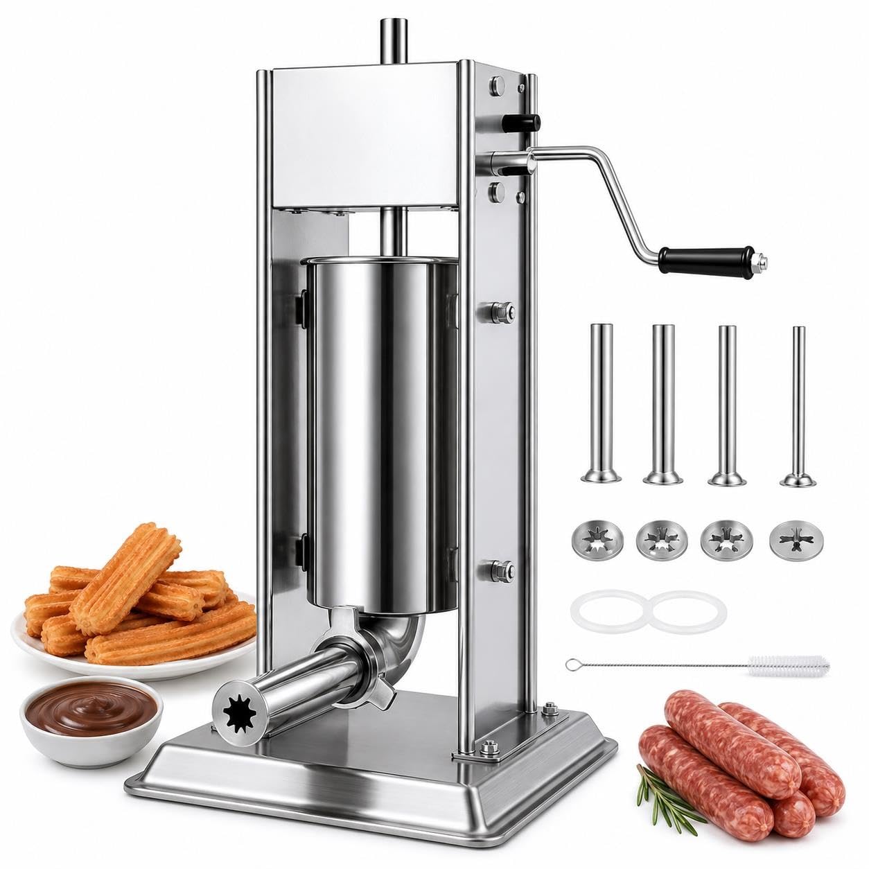 Wurstfüller, Churro-Maker, Vertikaler Kurbelfüller Aus 304 Stahl