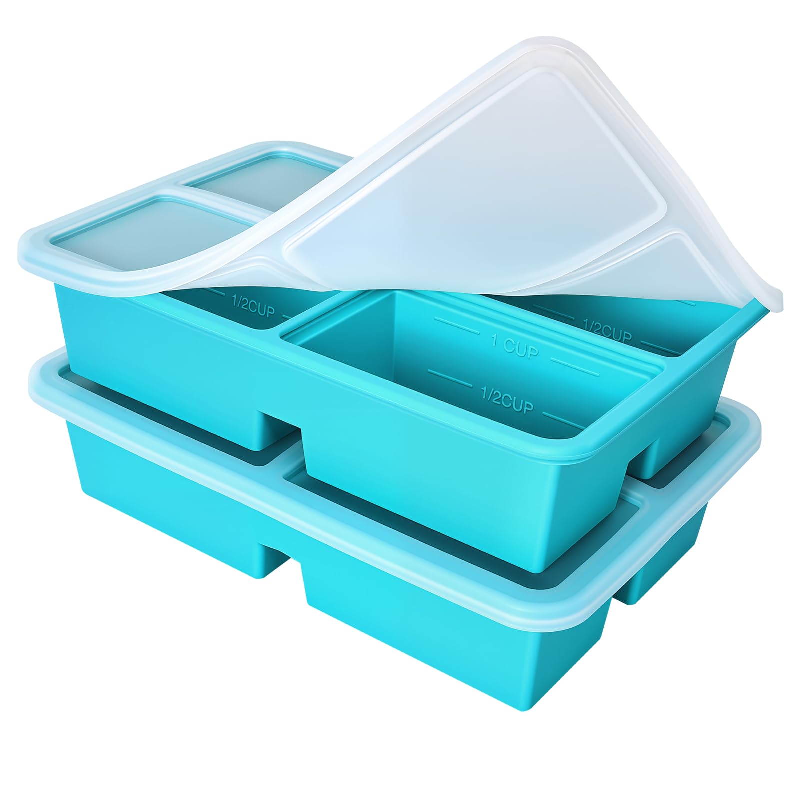 Nelbons 3Pcs Ice Cube Tray,Easy-Release Silicone Large Ice Moulds with Removeable Lids,Perfect for Chilled Drinks,Freezer,Food,Whiskey and Cocktail, BPA Free (PPG) (lzh) BG-FZL (5, 2Pack)