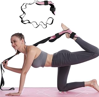 Yoga Stretching Strap - Leg Stretcher Belt Breathable Fabric with Loops, Ankle Ligament Flex Strap for Plantar Fasciitis, Foot Stretch Assist for Hamstring,Flexibility and Physical Therapy (Pink)