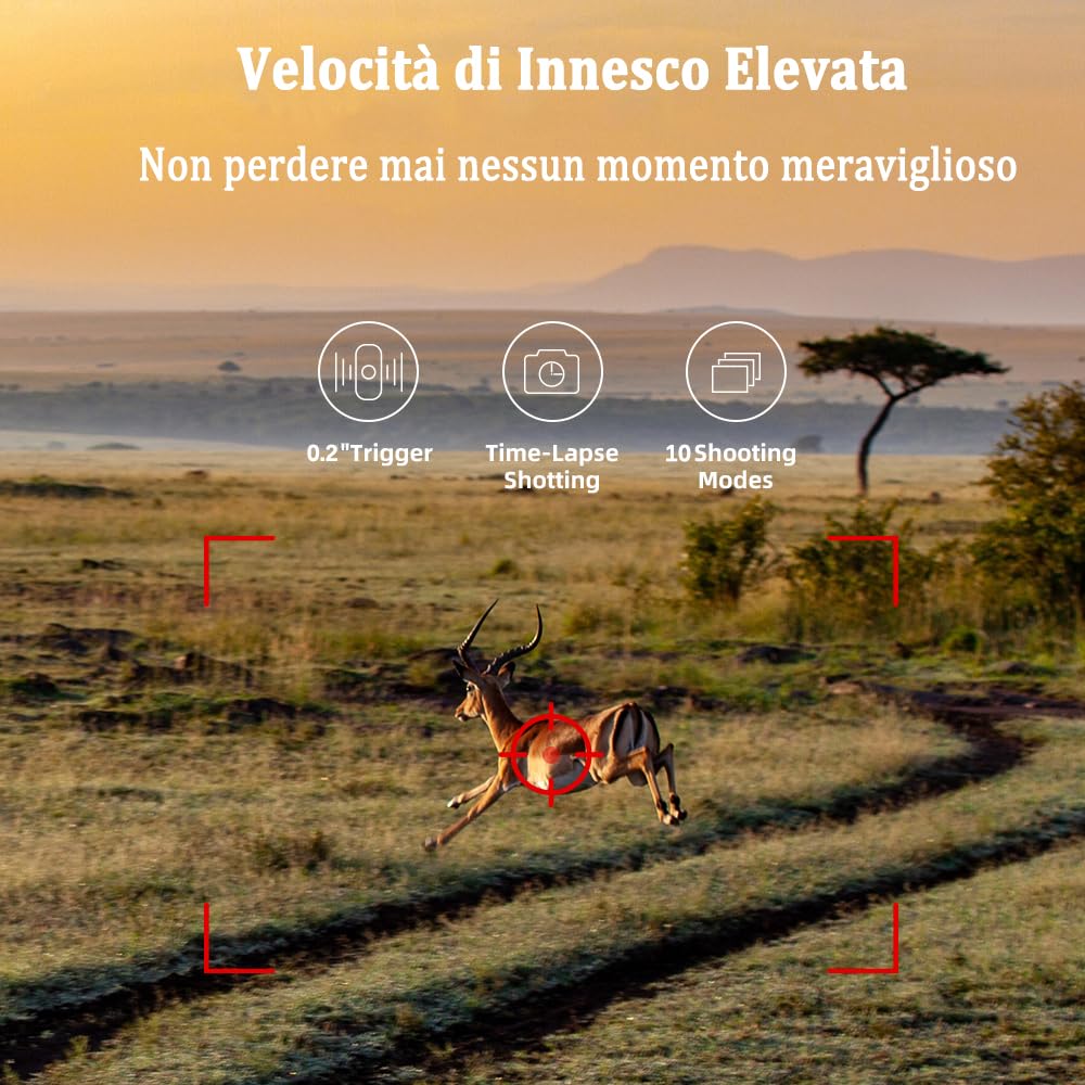 Fototrappola 4G 120MP 4K con SIM Telefonica, Fotocamera Caccia Notturna Impermeabile con Movimento Attivato