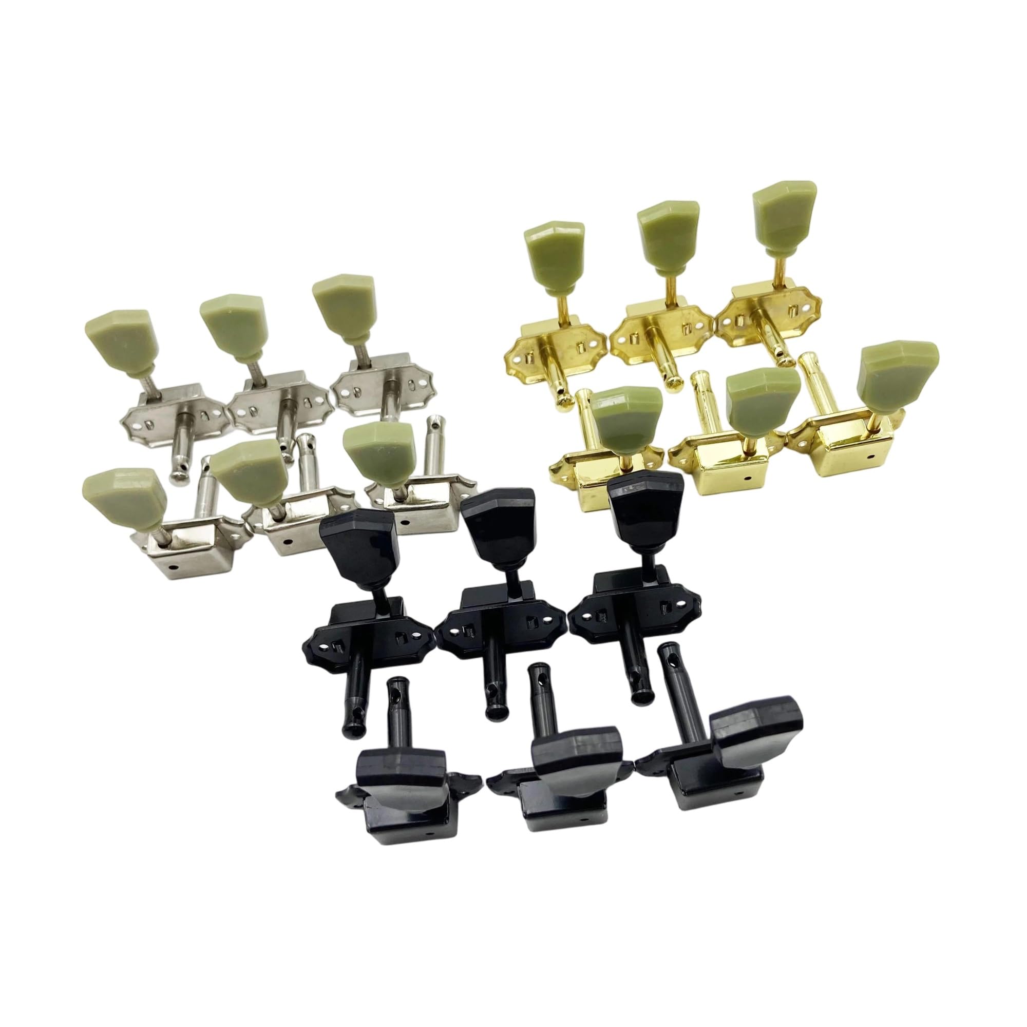 Accesorios Para Clavijas De Afinación De Guitarra Clavijas De Afinación De Guitarra Eléctrica Retro Enrollador De Cuello Folk Semicerrado(Gold)