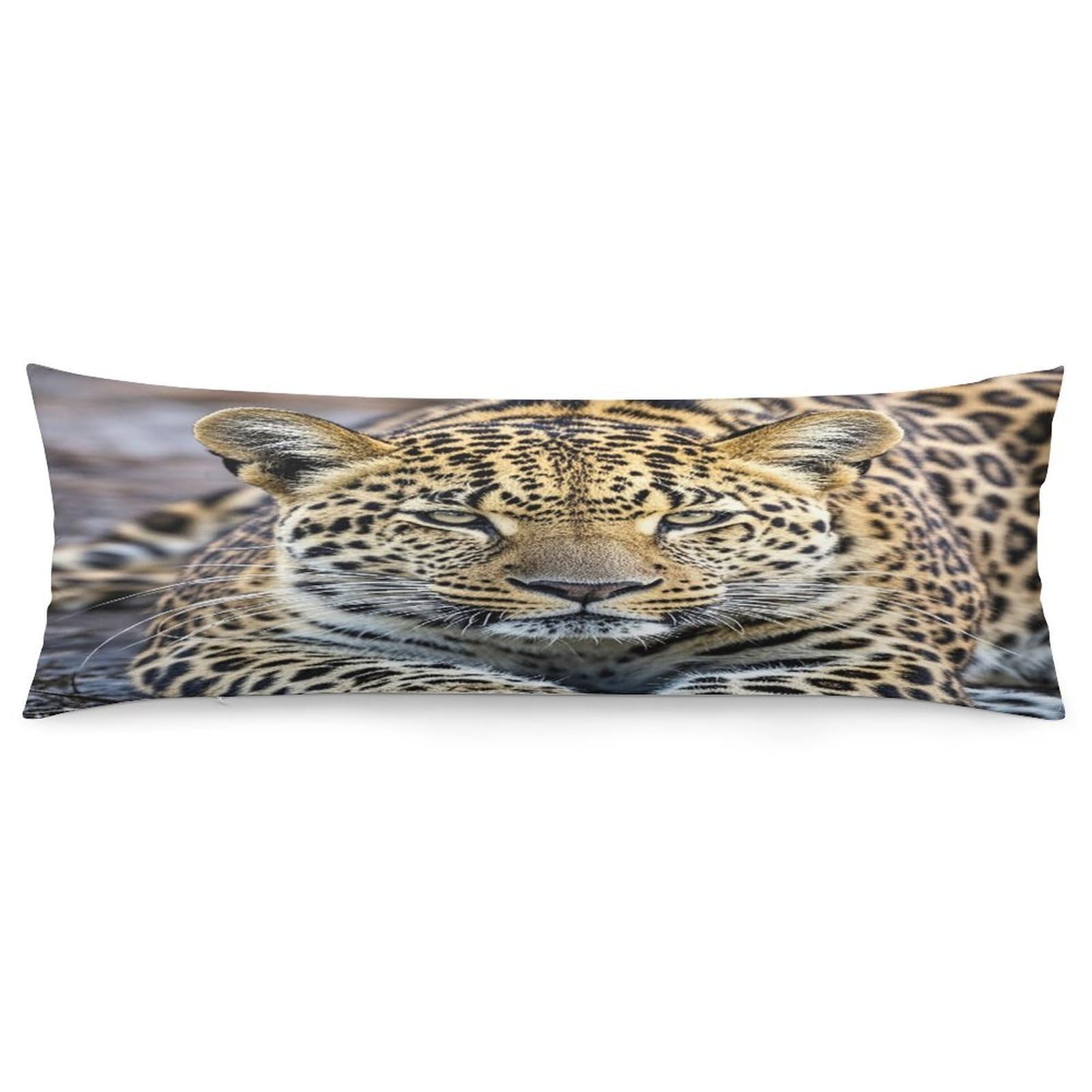 African Animal Leopard Pillowcase Decorative Long Body Pillow Case Soft Breathable Body Pillow Cover Modern Large Pillowcase Cute Body Pillow Pillowcases for Bedroom Couch 18.9 X 53 Inch