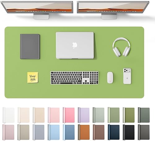 Miniatura 13 de YSAGi Protector de escritorio de piel, alfombrilla de oficina, alfombrilla grande para ratón, alfombrilla antideslizante de piel sintética, Azul