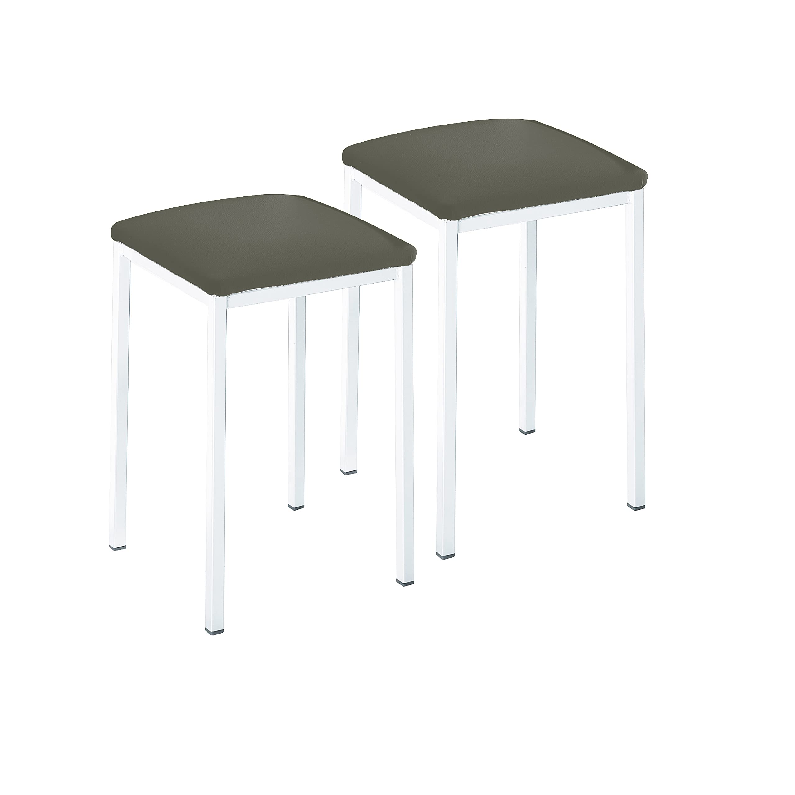 Tabourets de cuisine carrés 45 cm ASTIMESA TACUBL similicuir gris graphite métal