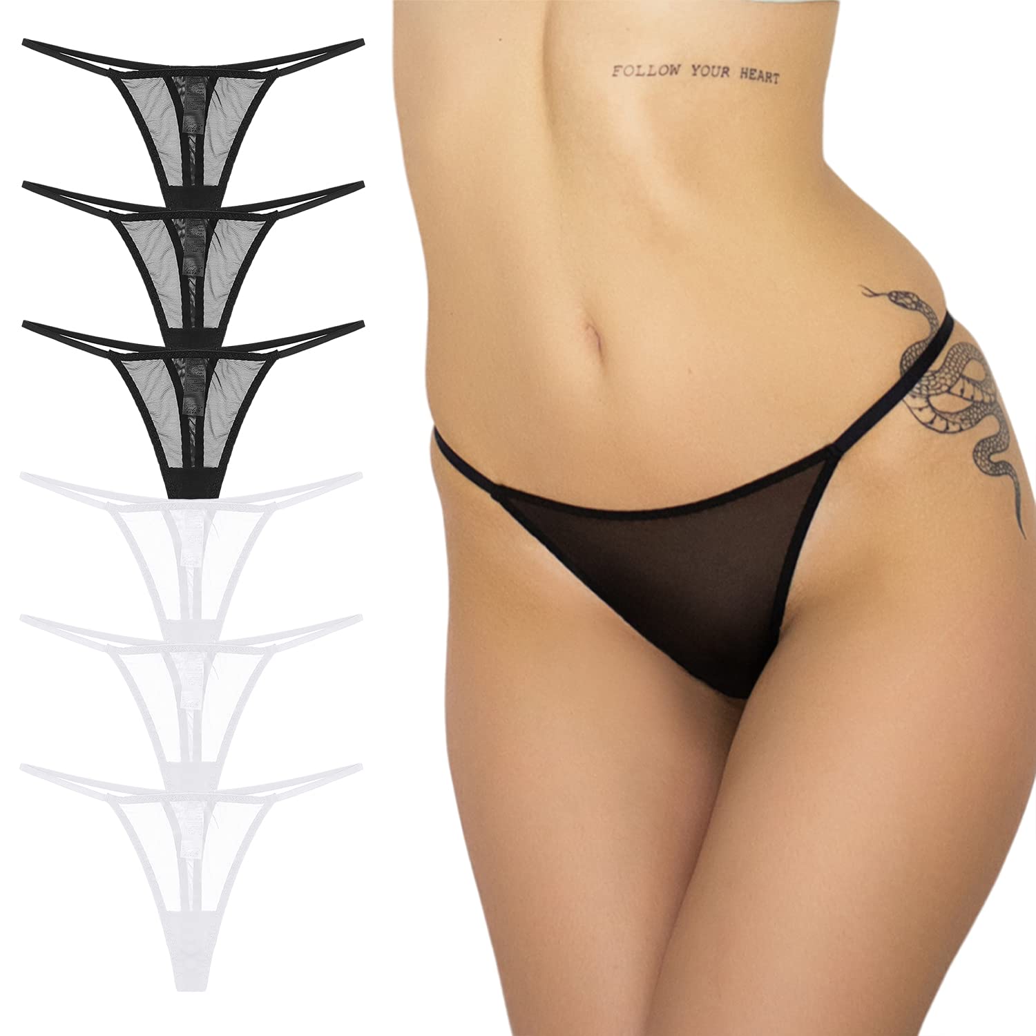 VarsbabyWomen Mesh G-String Thongs Panties Bikini Lightweight No Show Underwear Pack