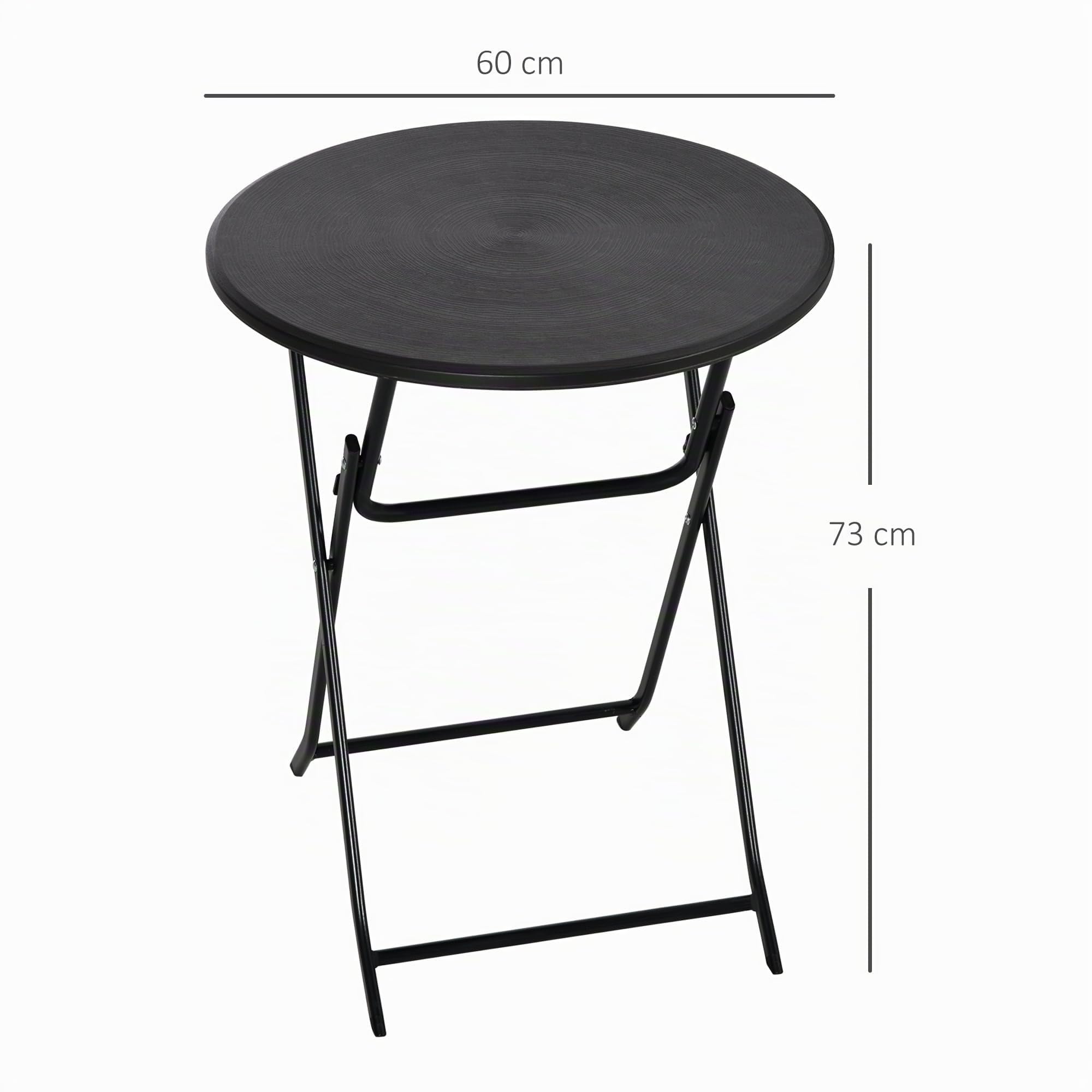 Outsunny Beistelltisch Rund Balkontisch HDPE Klappbar Ø 60 x 73 cm Kaffeetisch, Wetterfest, Gartentisch, Pflegeleicht, Sofatisch, für Balkon Garten Terrasse Veranda Dunkelgrau