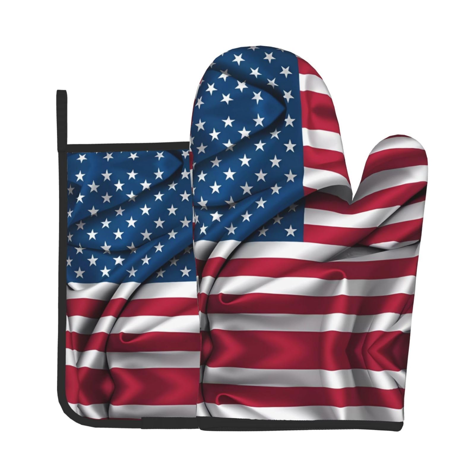 Oven Mitts and Potholders Set of 2 for Kitchen Baking Cooking GrayAmerican Flag Thick and Durable