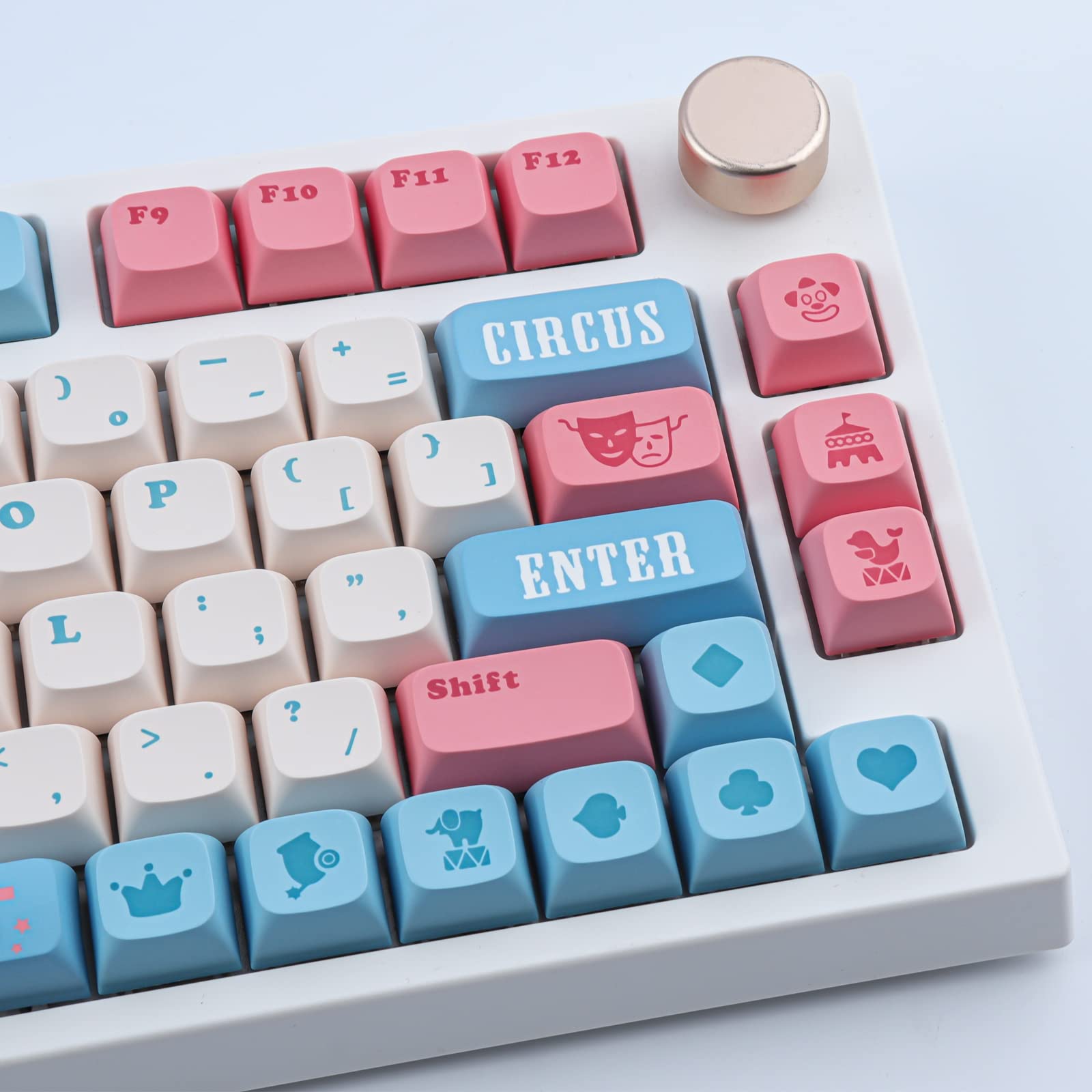 Tsungup PBT Keycaps, 141 Keys XDA Profile Keycaps Dye Sublimation Circus Customized Keycaps for ANSI Layout Cherry MX Switches Mechanical Keyboards