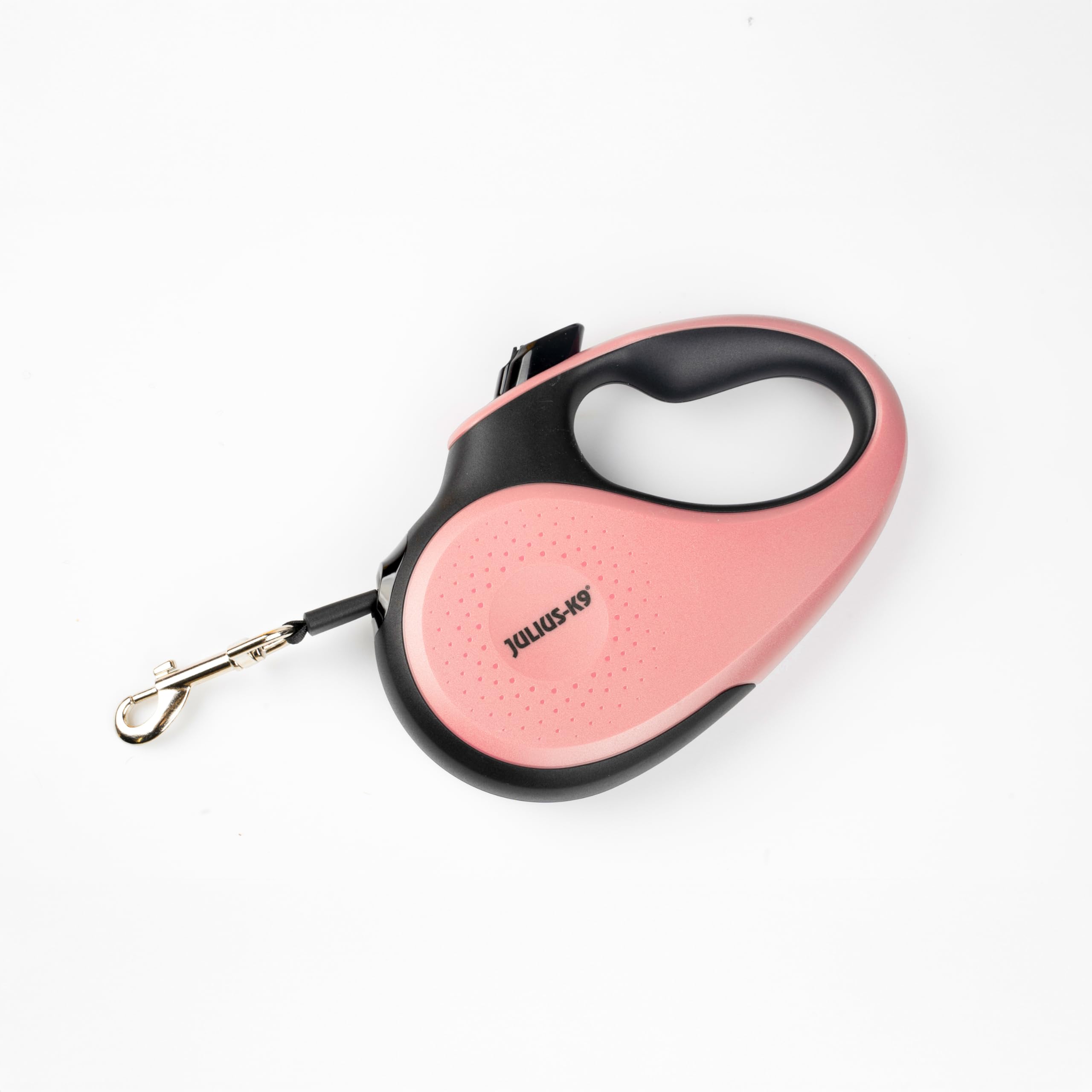 Julius-K9 Retractable Dog Lead, S - 5 m Tape, Black/Pink – anti-slip handle, ribbon leash, extandable, one handed brake, pause, lock, reflective ribbon, tangle free, heavy duty