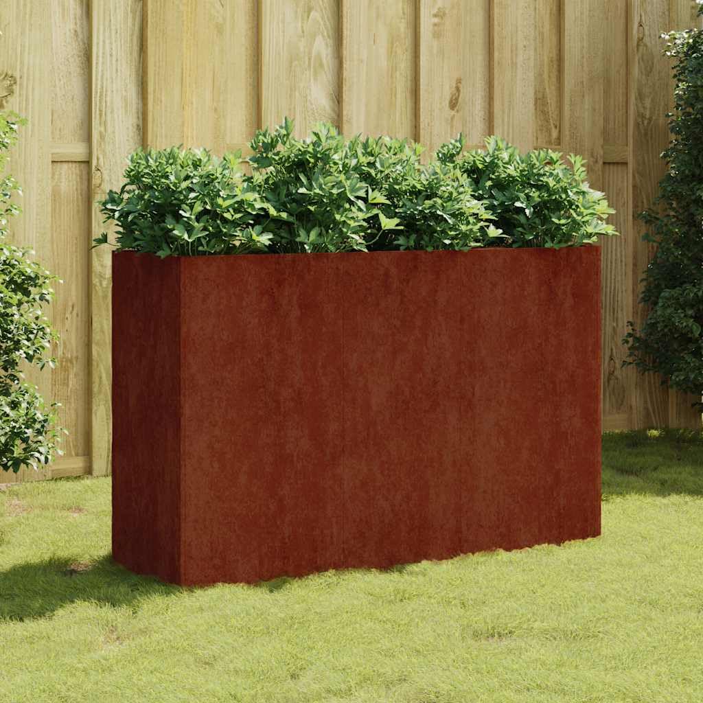 Raised Garden Bed 120 x 40 x 80 cm Corten Steel Weatherproof pojemnik na rośliny, zioła, kwiaty, sukulenty, storczyki, z podpórką, stabilny design, nadaje się do ogrodu, na balcony, patio
