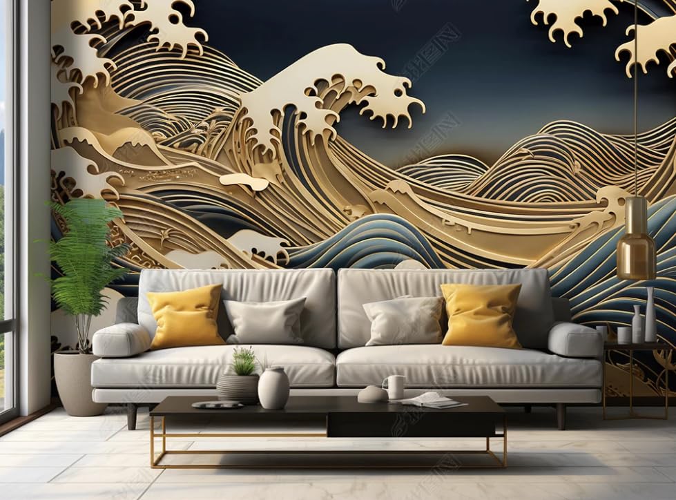 Papier peint intissé grand format pour masquer les défauts d'un grand mur de salon