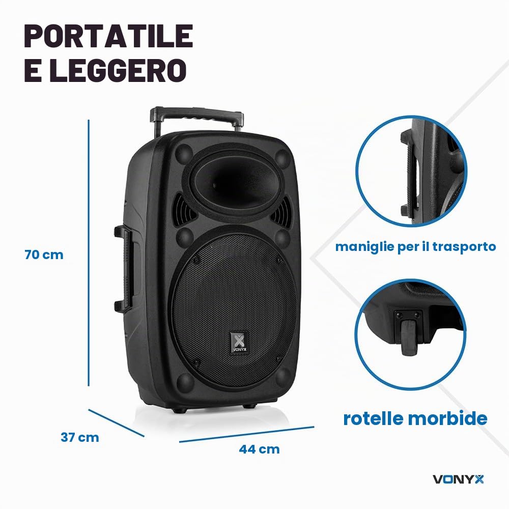 Mobiele geluidsinstallatie - Vonyx Verve46 - Bluetooth speaker met twee draadloze microfoons - 1000W
