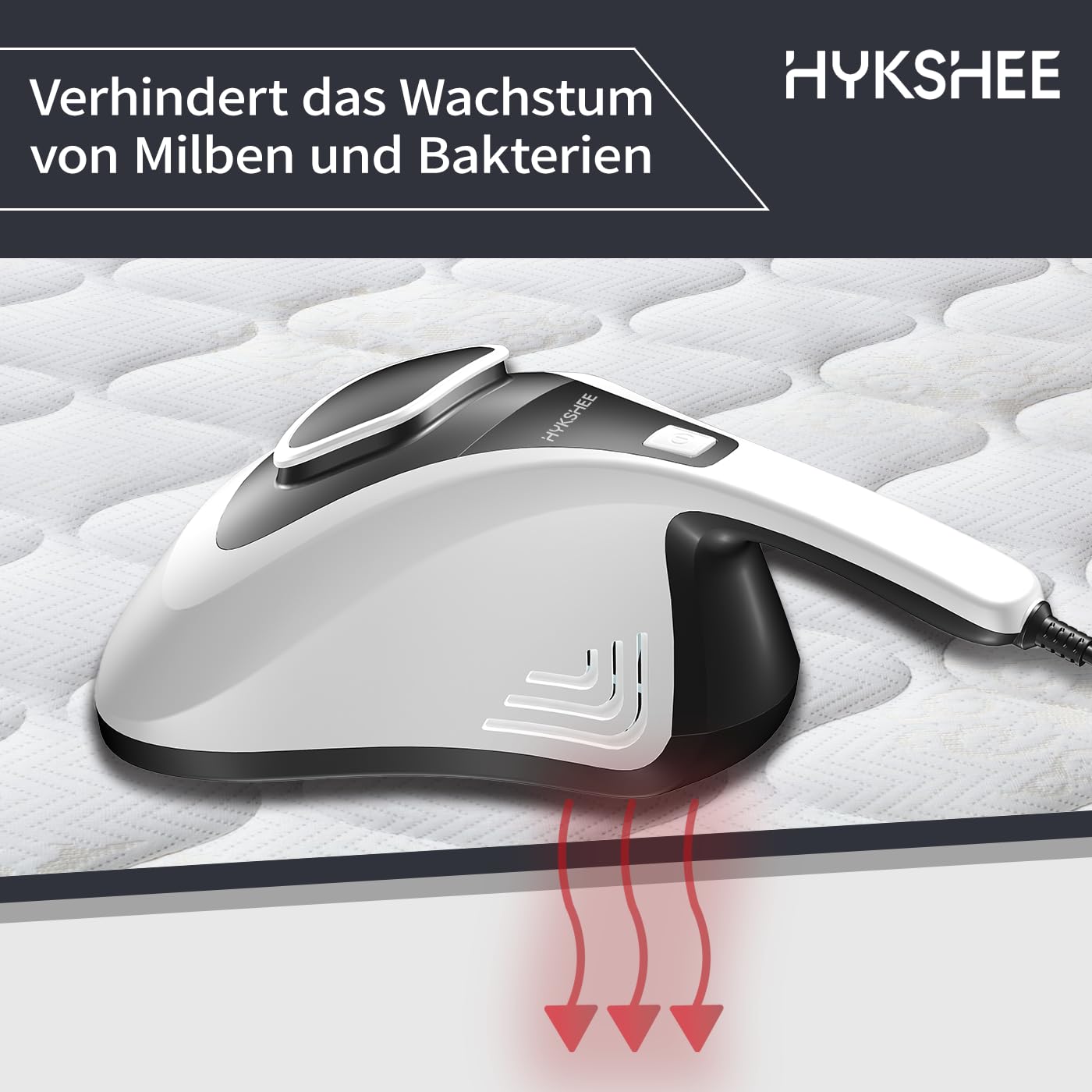 Milbensauger, Milbenstaubsauger, Sterilisiert Oberflächen mit UV-C Licht, Vernichtet bis zu 99,9% der Milben, ideal für Matratzen für Allergiker
