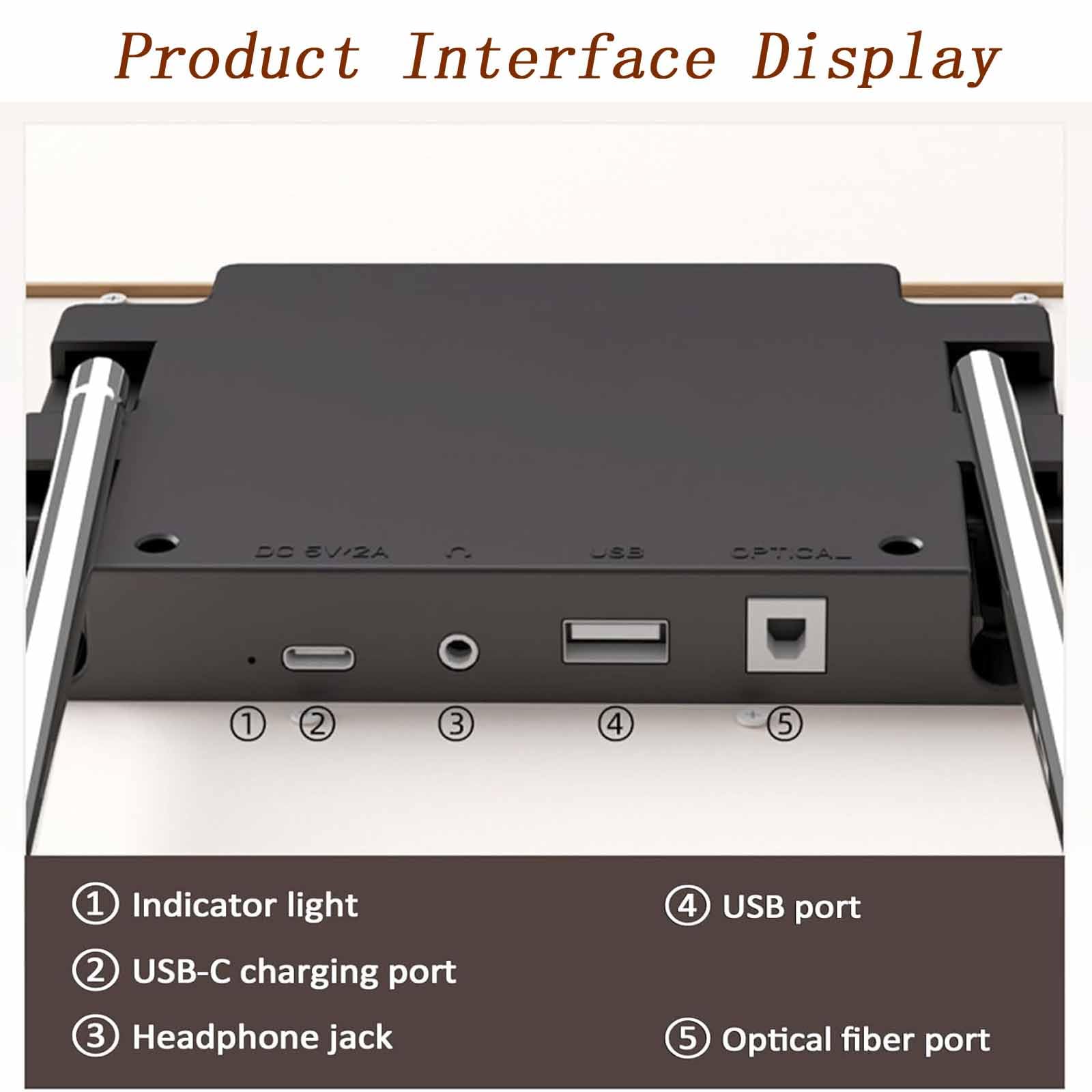Lettore CD montabile a parete con telecomando e altoparlanti, cornice decorativa musicale con uscita 2 vie/USB/AUX e 6 effetti di illuminazione per corridoio di casa