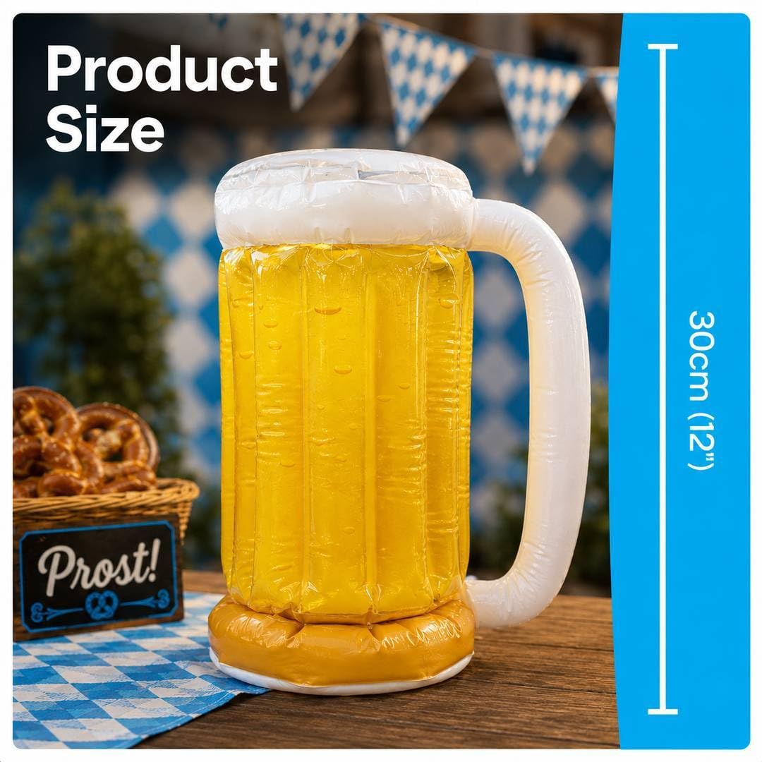 Oktoberfest nadmuchiwany kufel do piwa nowość rekwizyt imprezowy żółty 30