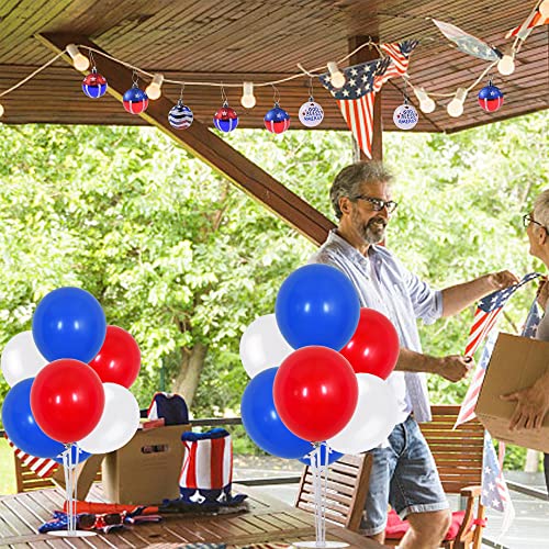 Image of TONIFUL 4 Set Blue Red White Balloon Centerpiece for Table Balloons Stand