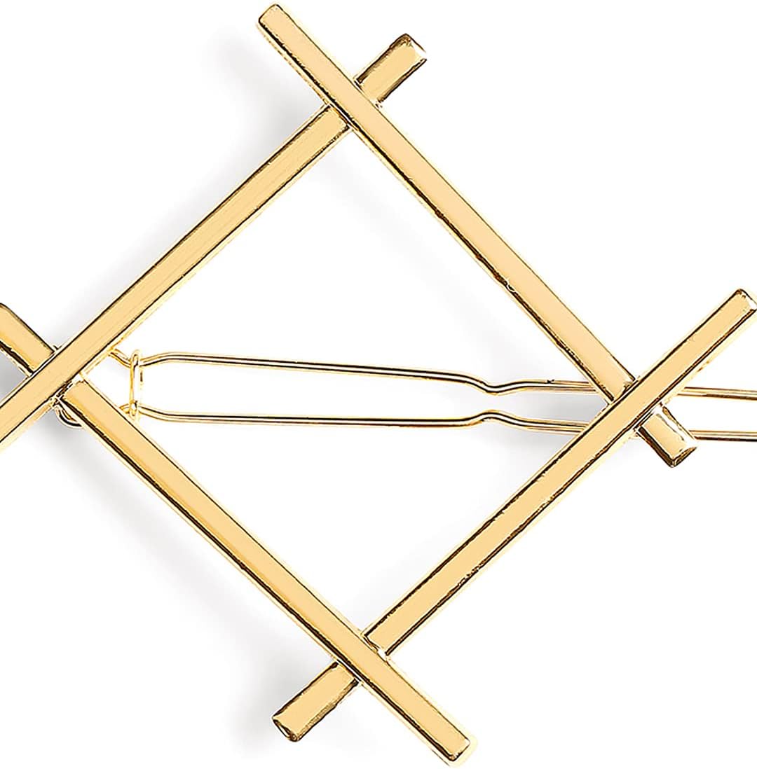 OOMPHelicious Jewellery Gold Tone Square Geometric Hair Clip / Hair Pin / Hair Clamps For Women & Girls