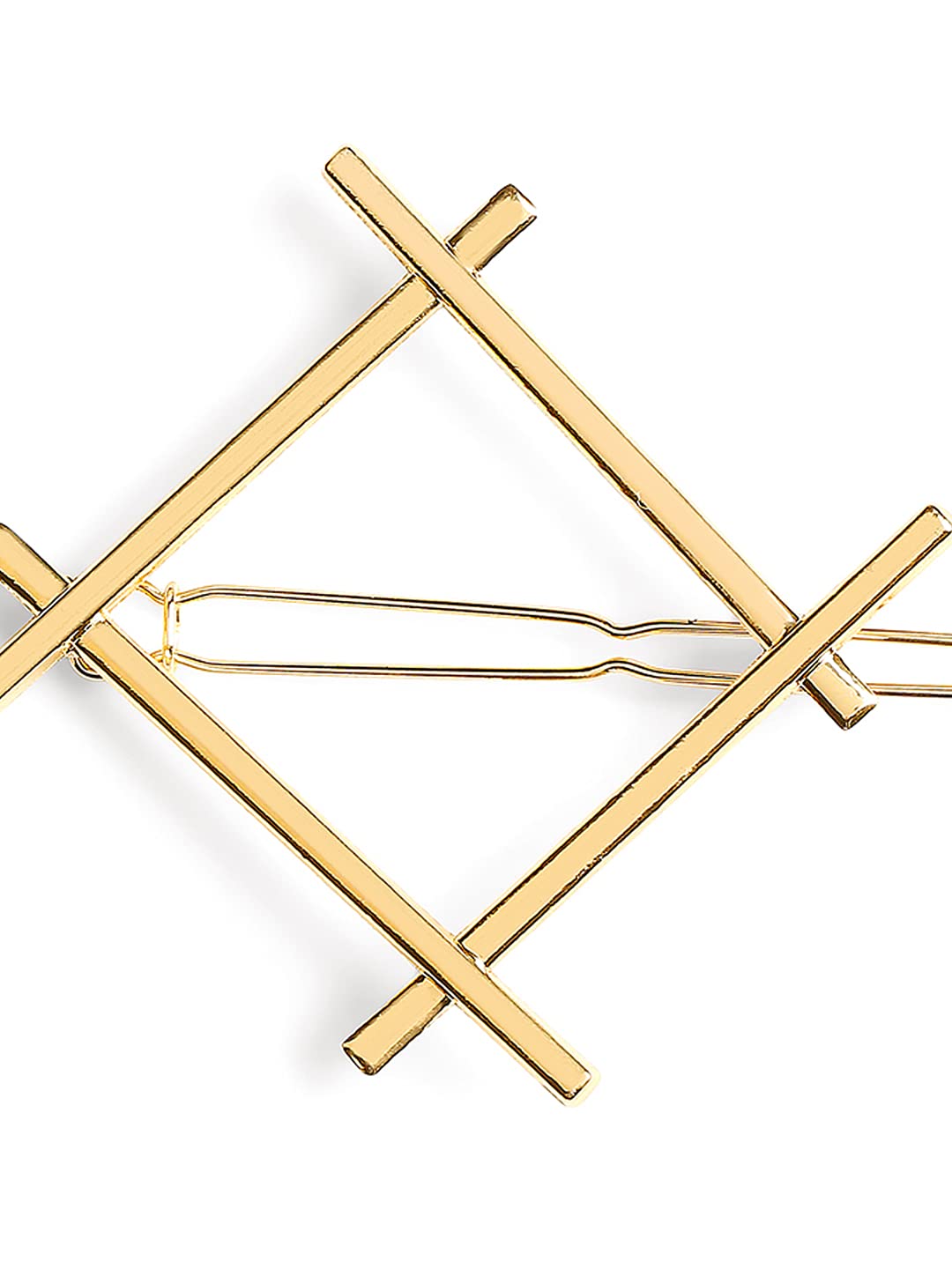 OOMPHelicious Jewellery Gold Tone Square Geometric Hair Clip / Hair Pin / Hair Clamps For Women & Girls