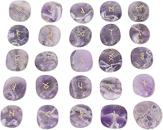 Conjunto de pedras de runa, conjunto de pedras de runa lindas e práticas multiuso, 25 peças, polimento fino gravado mais suave, com bolsa de armazenamento para adivinhação (#1)