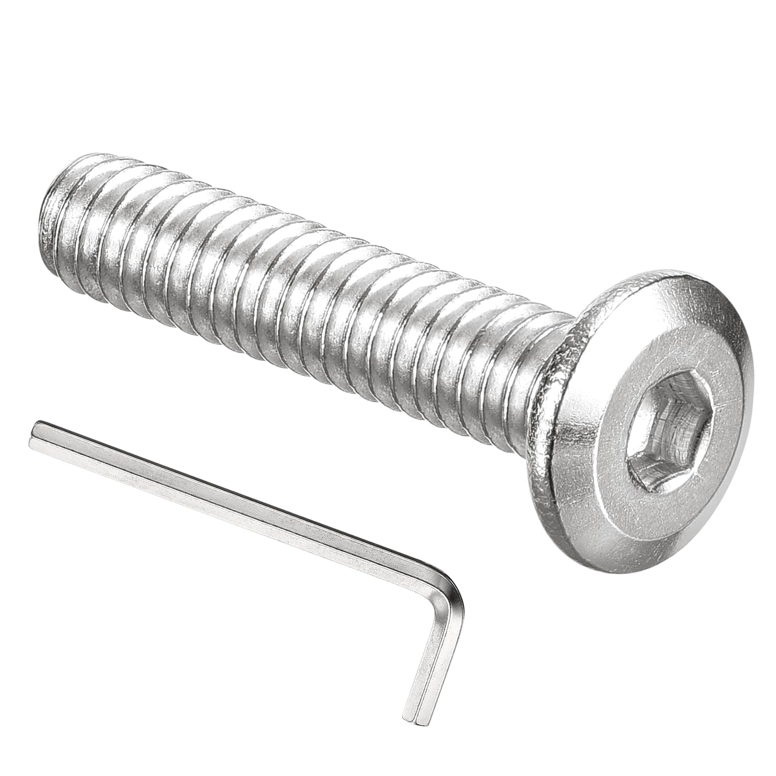 PATIKIL 3/16-24 x 1" Flat Head Hex Socket Cap Screw Bolt, 20PCS 304 Stainless Steel 18-8 Furniture Bolt with Hex Allen Wrench for Bed Repairs Ship Assembly Mechanical Industry, Silver