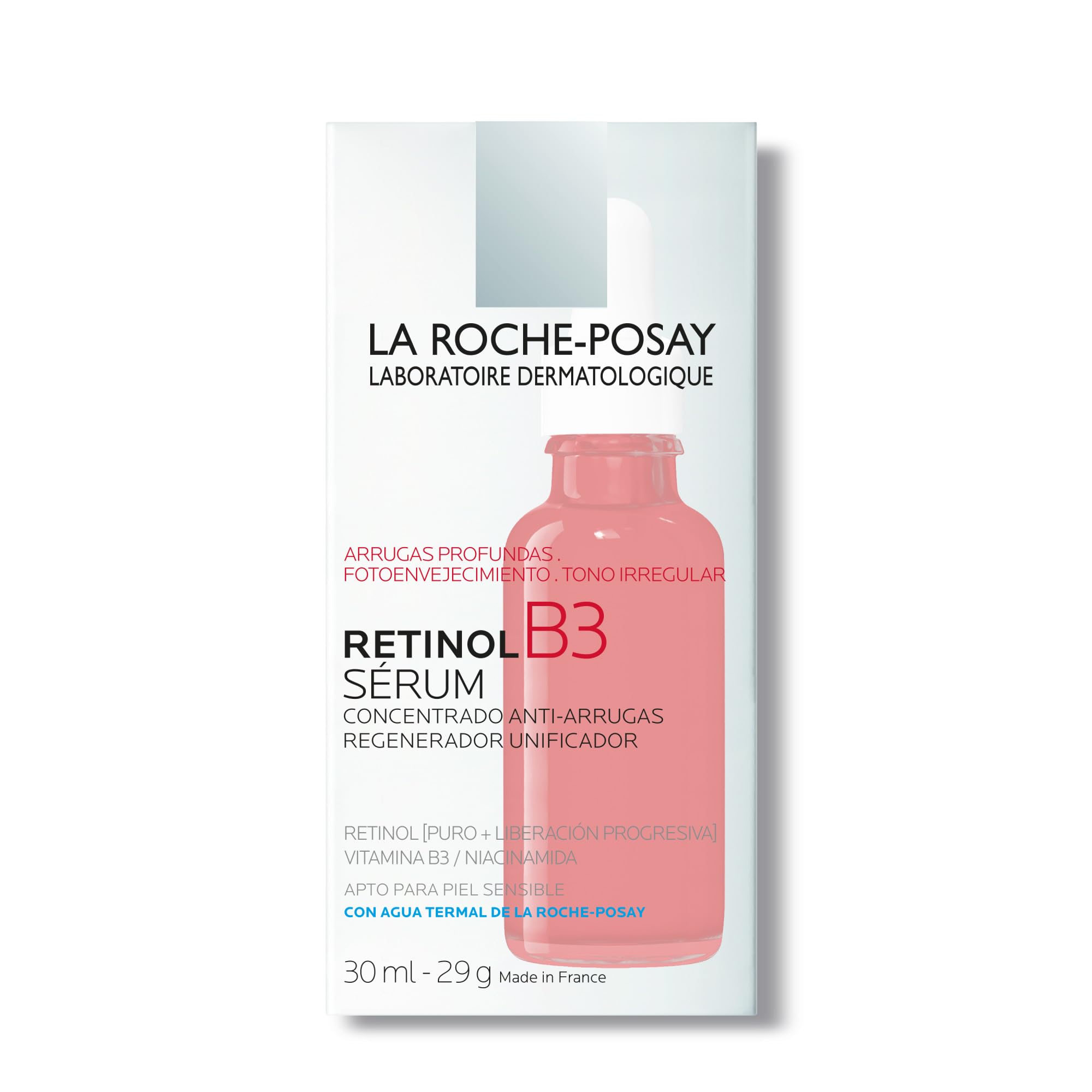 La Roche Posay Sérum, Reduce arrugas y líneas de expresión, Unifica, Regenera y Reafirma, Enriquecido con Retinol Puro, Vitamina B3 y Glicerina, Retinol B3, 30 ml