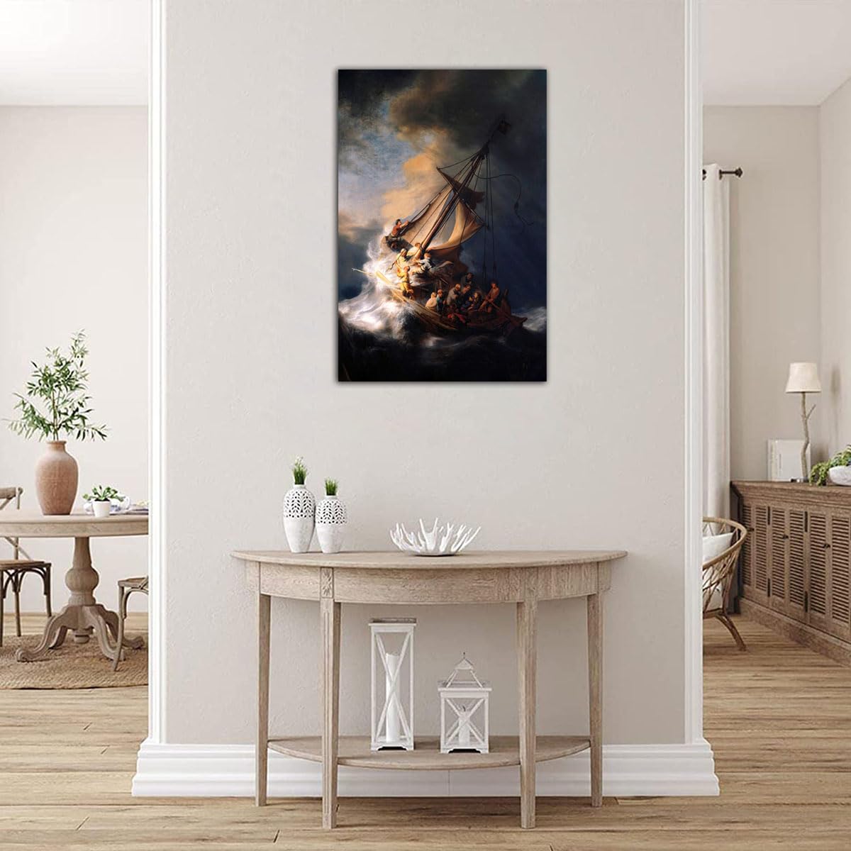 Amazon.co.jp: ガリラヤ湖の嵐の中で航海するキリストポスター