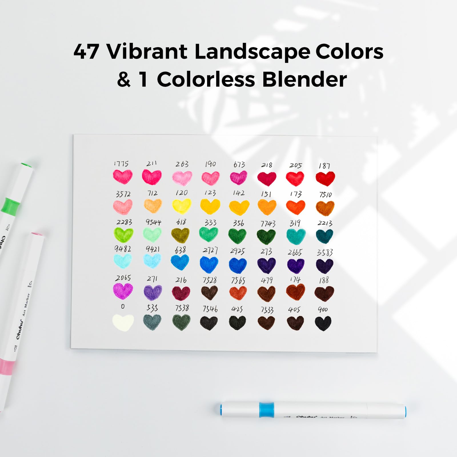 Ohuhu Alcohol Markers, 48 Colouring Brush Pens Double Tipped Alcohol Based Markers for Artist Adult Coloring Sketching Illustrations, Brush & Chisel, Great Value Pack for Students' Art Class