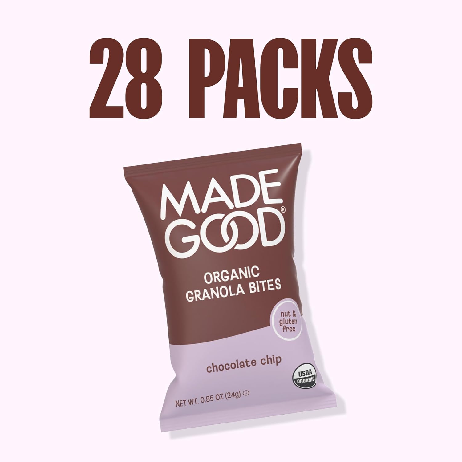 MadeGood Chocolate Chip Granola Bites, 28 Count, Organic and Delicious Snacks