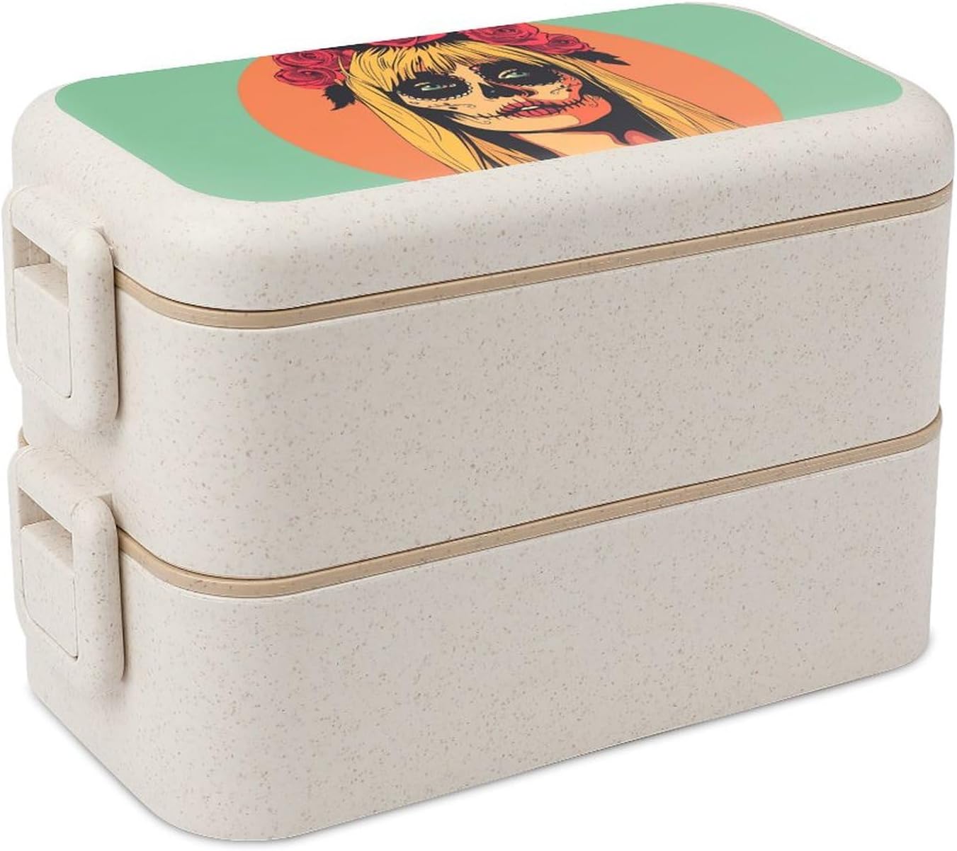 Lunch Box Bento Premium Wearing Dark Eye Makeup Printed Bento Box Bento with Spoon And Fork with Compartment Containers Suitable for Men And Women, style