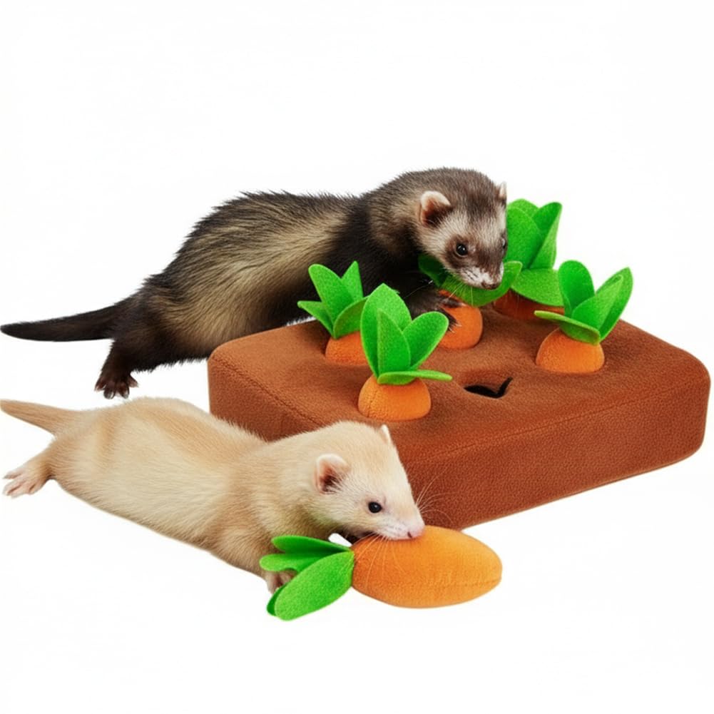 Frettchen-Spielzeug für Futtersuche, Karotte, Schnüffelmatte, interaktives Haustier-Leckerli-Anreicherungsspielzeug für kleine Tiere, Kaninchen, Kaninchen, Chinchilla, Meerschweinchen, Hamster (6