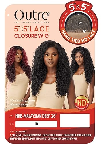 Miniatura 2 de Outre - Peluca con cierre de encaje 5X5 - Mezcla de cabello humano - Malasia profunda 26" (DR4MARRÓN MIel)