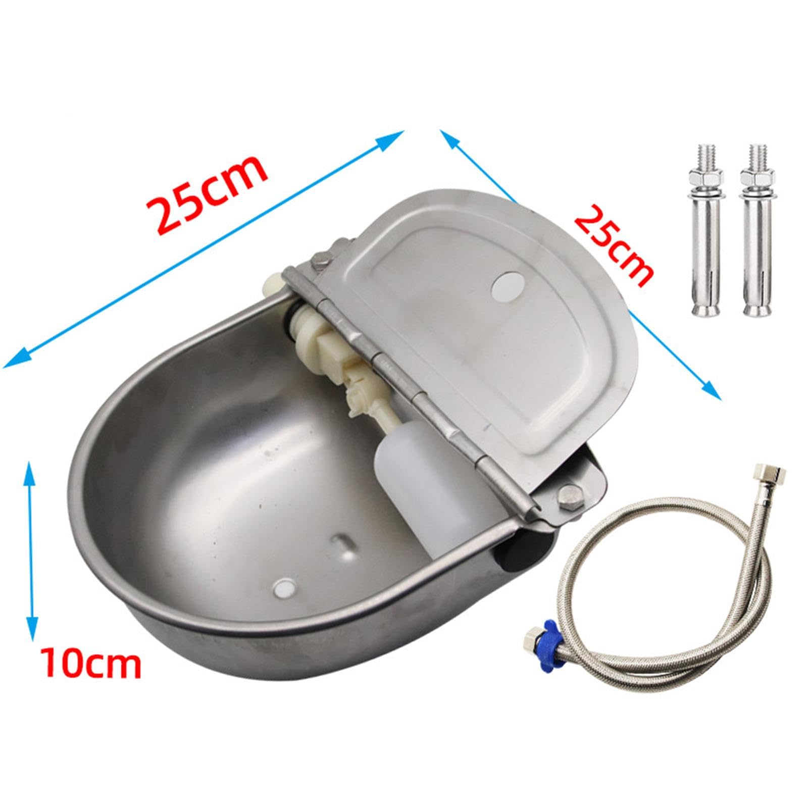 Automático Animal Comedero y Abrevadero de Acero Inoxidable Grueso Dispensador Funcional con Válvula Flotante Segura para Ovejas Caballos, con Orificio y Tubería