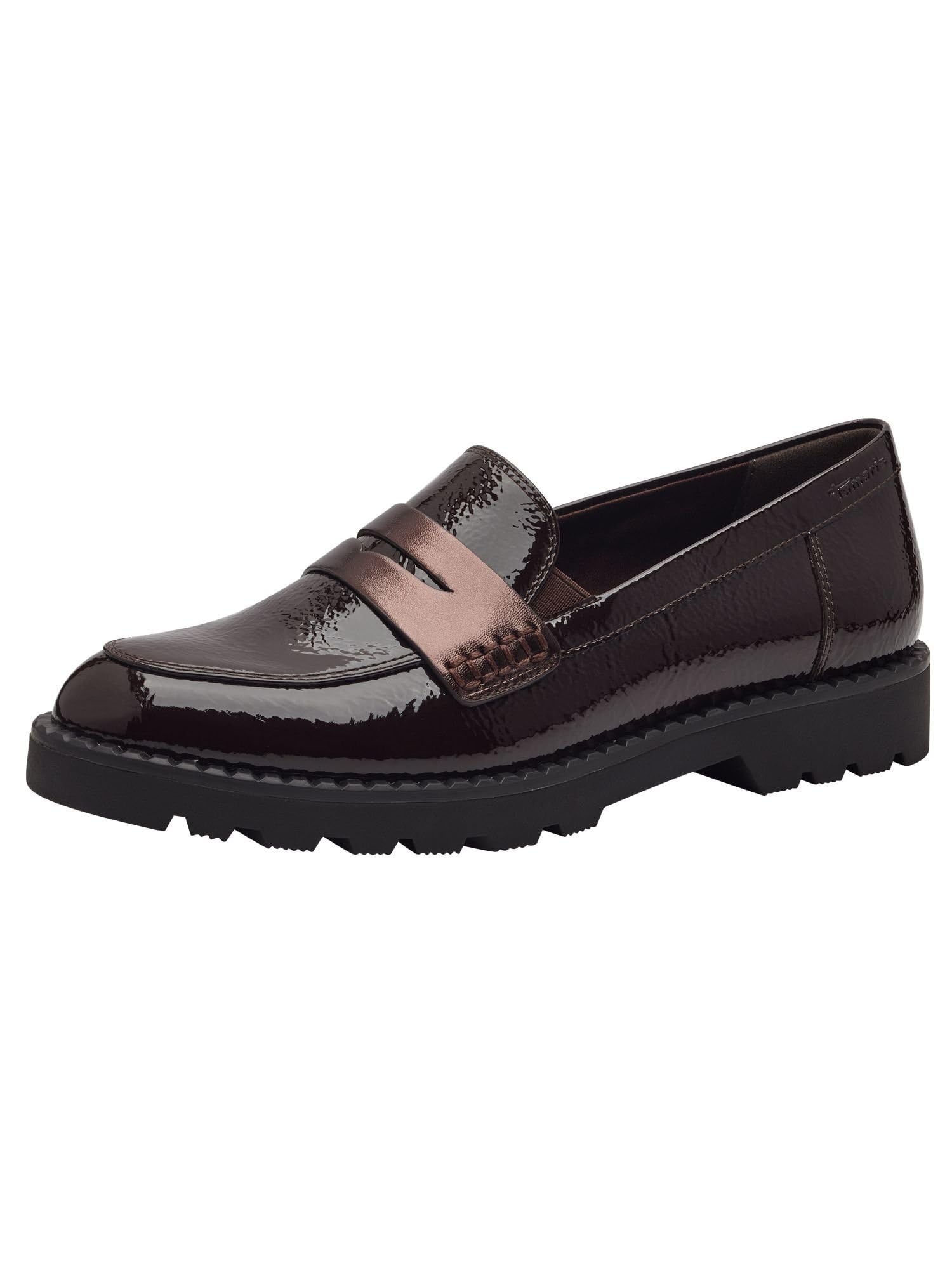 Tamaris Women' 1-24312-41 Loafer, Mocha Patent, 6.5 UK
