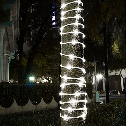 IMAGE 8 Modes Solar Rope Lights Outdoor String Lights 78.7Foot 20M Waterproof 200LED for Indoor Outdoor Garden Party Patio Lawn Decor White Color