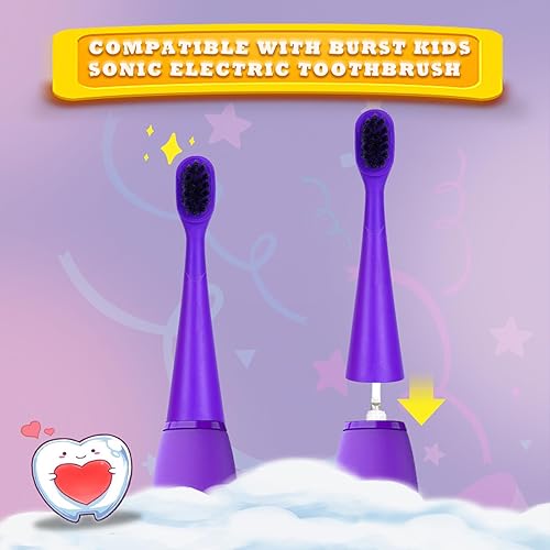 Miniatura 10 de Cabezales de repuesto para cepillos de dientes eléctricos compatibles Burst Kids, paquete de 6, color rosa claro