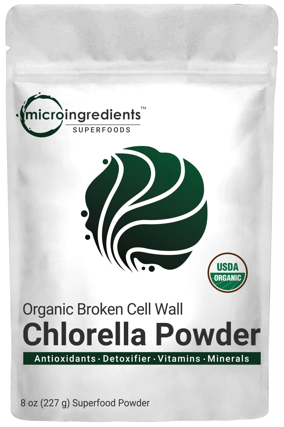 Raw Organic Chlorella Powder, 8 Ounce, Broken Cell Wall, Rich in Vegan