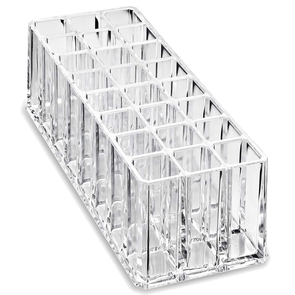 Tbkoeudhg Lipstick Storage Box, 24 Sections, Clear, Tall Acrylic Organiser Container