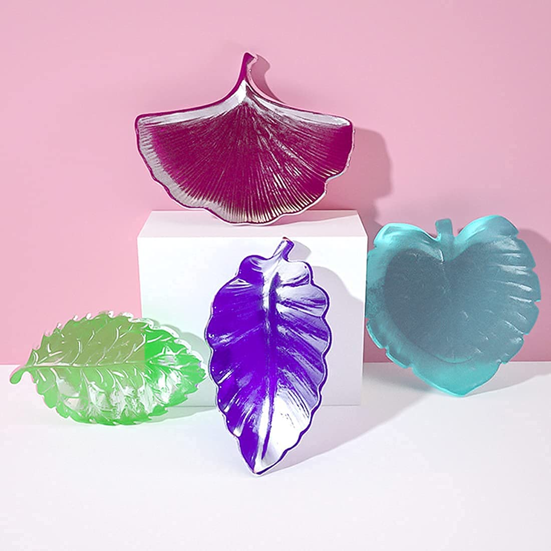 Voyyphixa Feuilles Moulle Resine Epoxy Moules En Silicone Moule à Boîte De Rangement Forme Feuilles Tropicales Moule De Plateau Fruits Pour Résine De Boîte à Bijoux Moules De Coulée Epoxy (Leaf