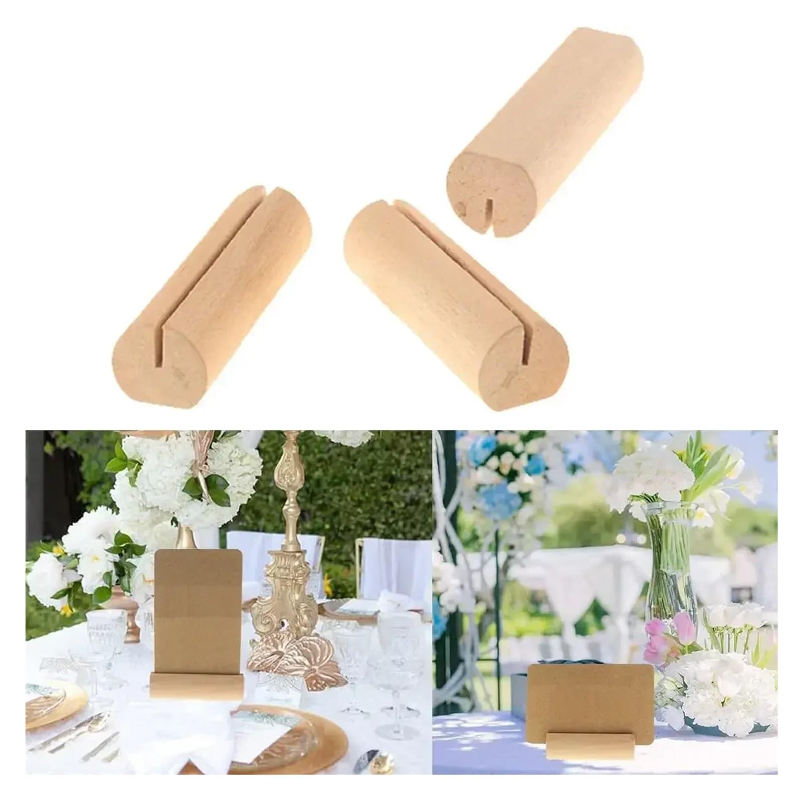 20/40/100PCS Holz Tischkartenhalter Tisch Anzahl Steht Hochzeit Zeichen Rustikalen Nachricht(Wood100pcs)