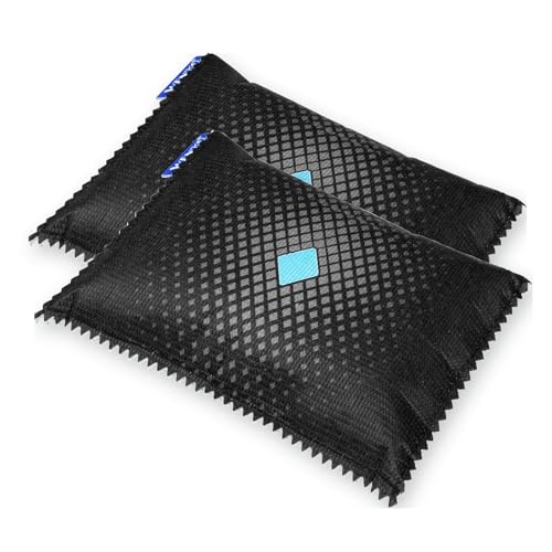WENKO Coussin déshumidificateur pour voiture 400 g, lot de 2, réutilisable, contre la buée sur les vitres, la formation de moisissures et d'odeurs, avec indicateur de saturation, 12 x 4 x 22,5 cm
