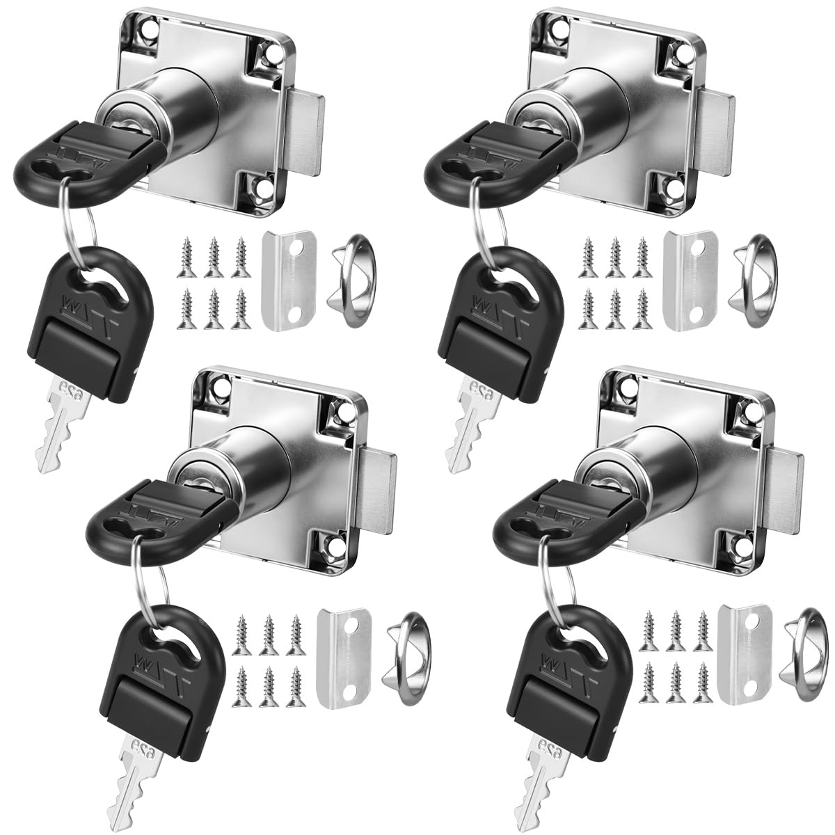 OLRWSLG 4 Set zinc Alloy Furniture Lock cylinders Cam Lock with Key Different, 22mm Zinc Alloy Cam Lock Security Cabinet Lock Replacement Cylinder Cam Security Locks Cupboard Drawer Locks