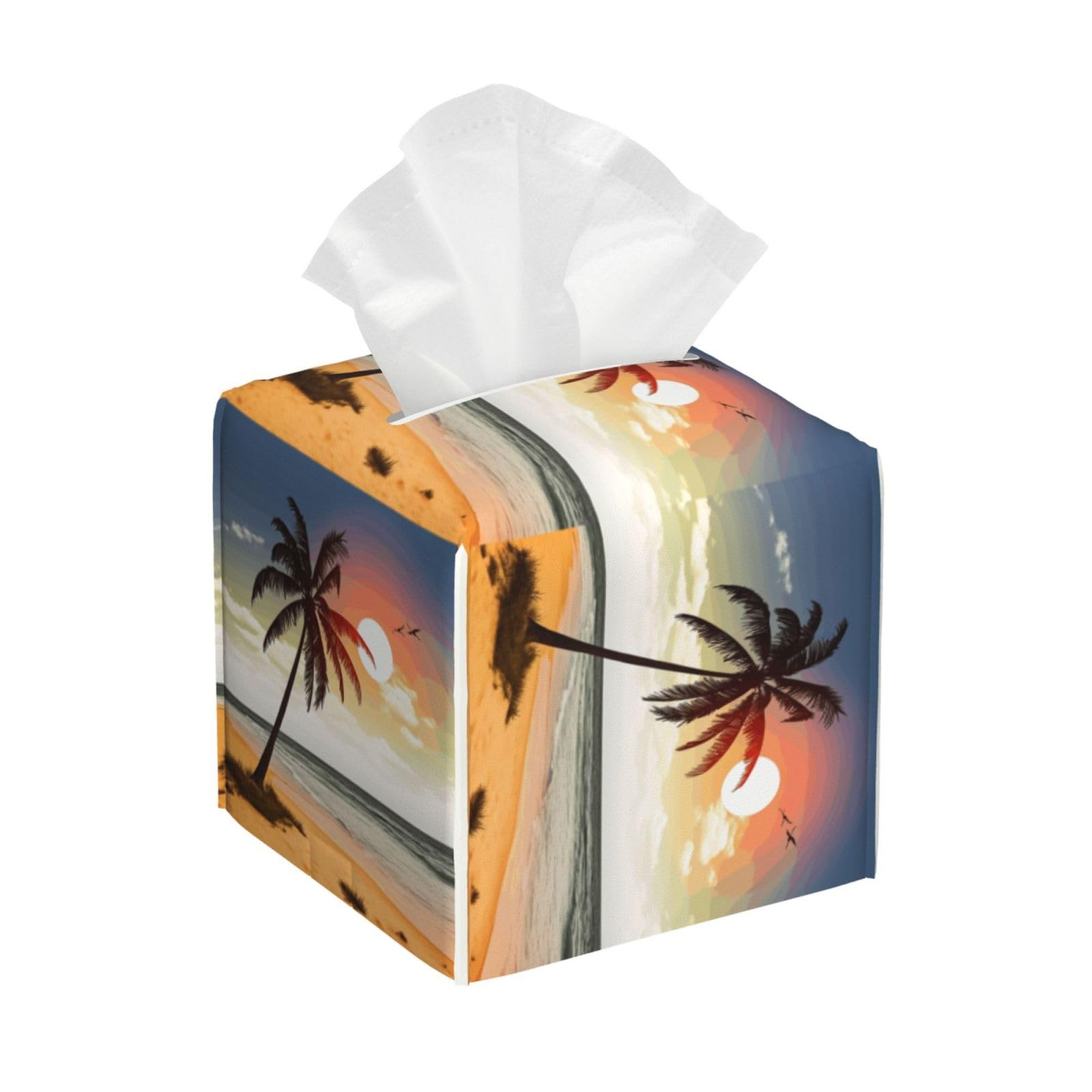 Palm Tree on Beach Tissue Box Cover Square Cube Boxes